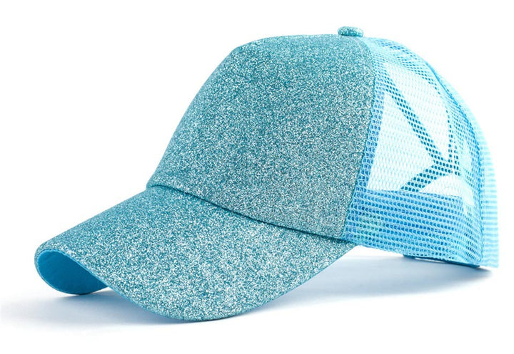 Gorra de béisbol snapback con cola de caballo y lentejuelas para estilo hip-hop