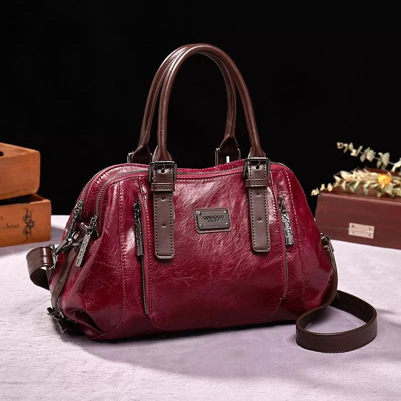 Premium Leather Tote Bag For Everyday Style And Durability Red