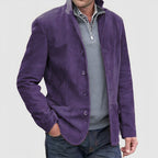 Mens Casual Button Blazer Coat For Modern Formal Wear Purple