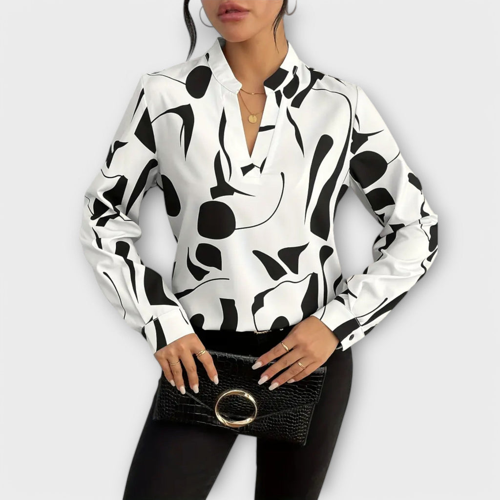 Women's Elegant V-Neck Blouse White