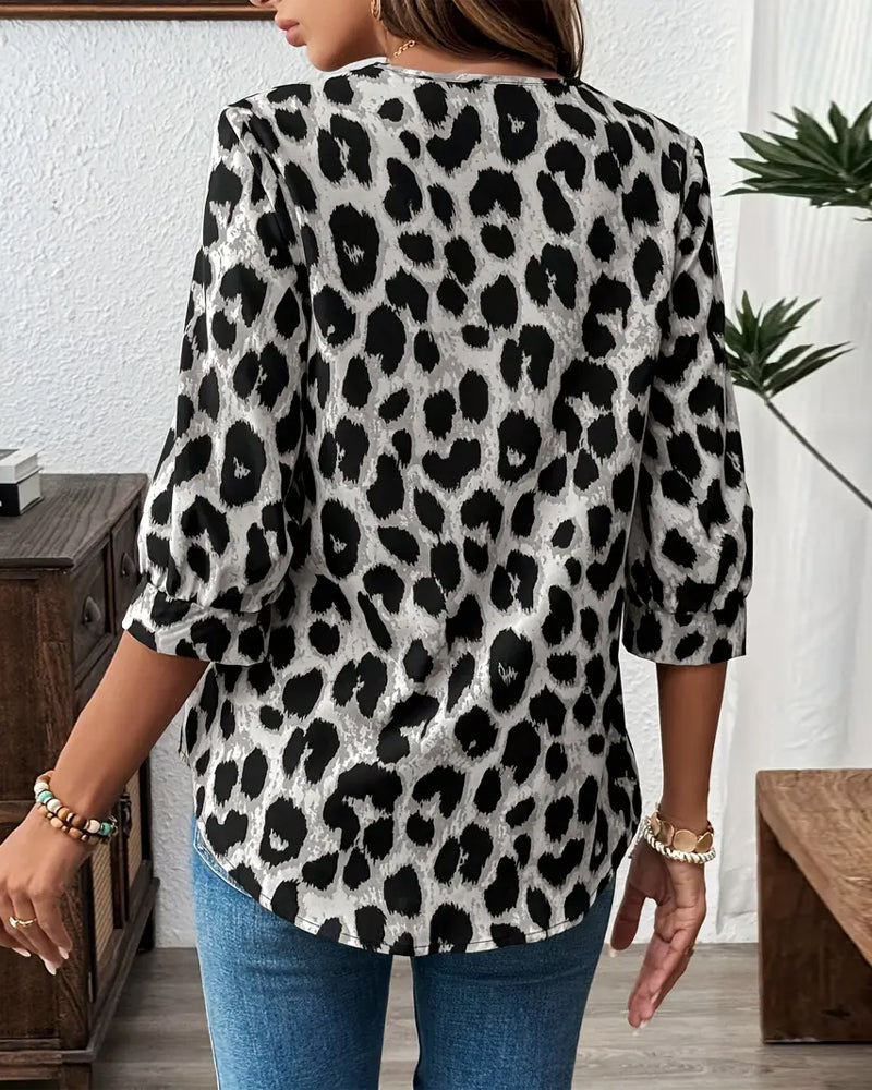 Womens Leopard Print Loose Blouse