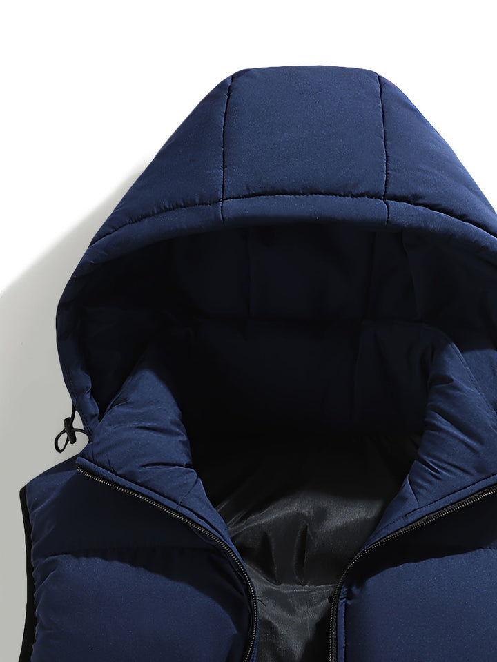 Colete acolchoado com capuz para homem