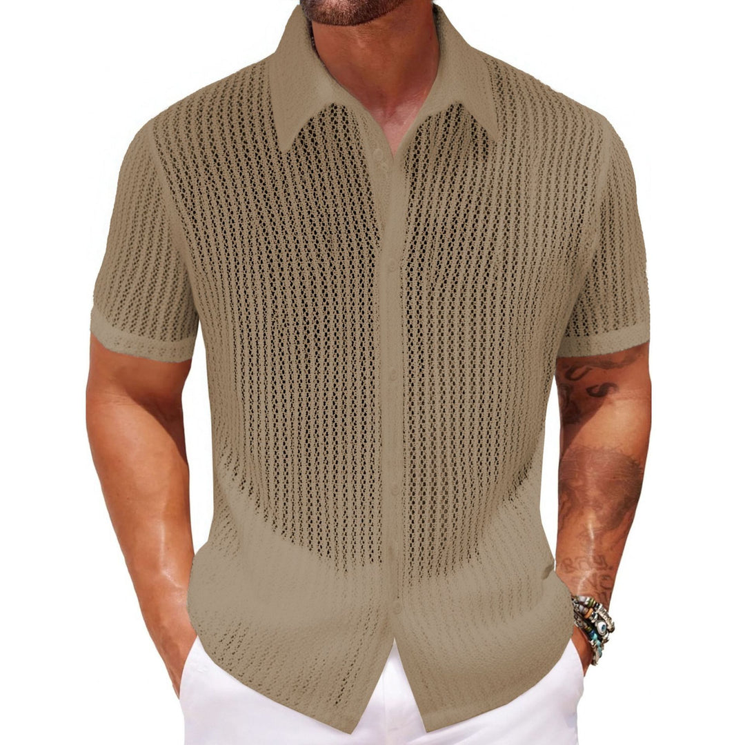 Men's Lightweight Summer Polo Shirt Breathable Knit-MODAUTLET