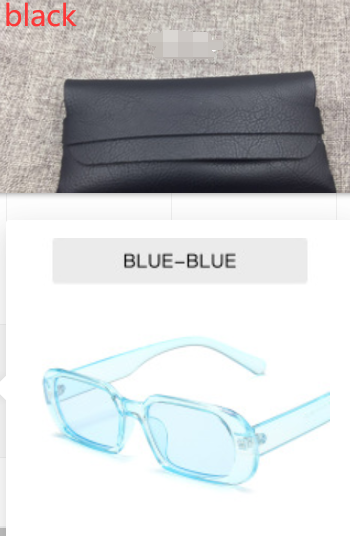 Retro Candy Color Small Frame Sunglasses With glasses bag Light blue