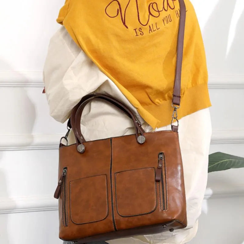 Elegant Leather Shoulder Bag Durable Everyday Companion-MODAUTLET