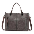 Elegant Leather Shoulder Bag Durable Everyday Companion Gray
