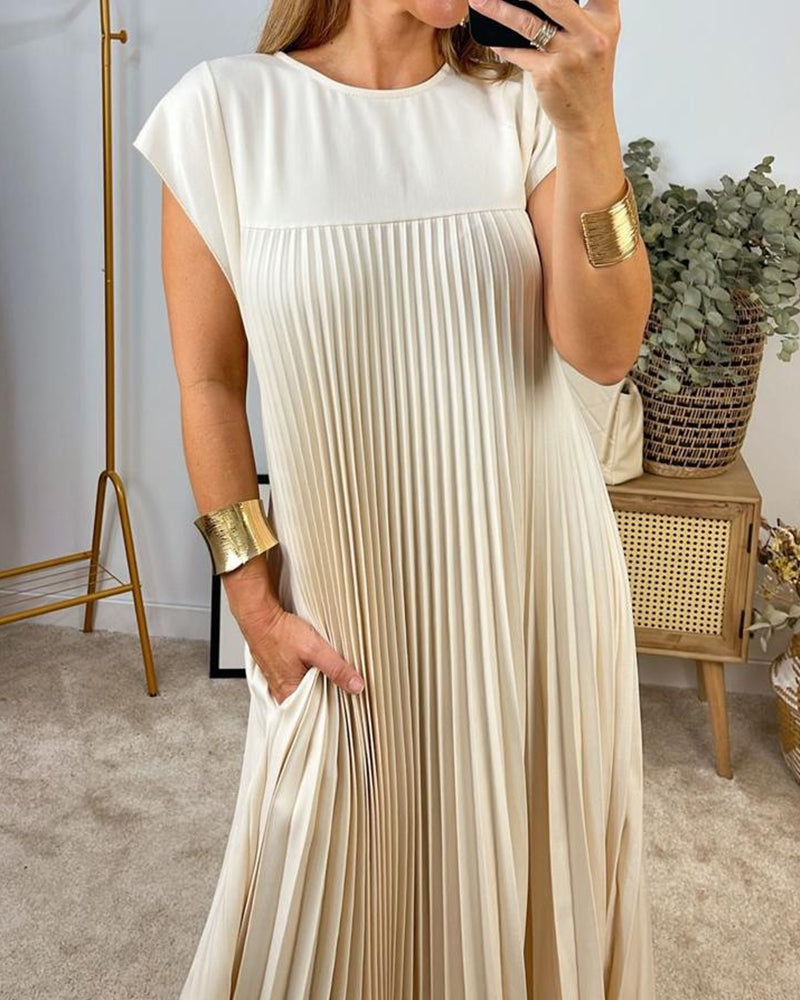 Women's Flowy Pleated Maxi Dress for Cocktail Events
