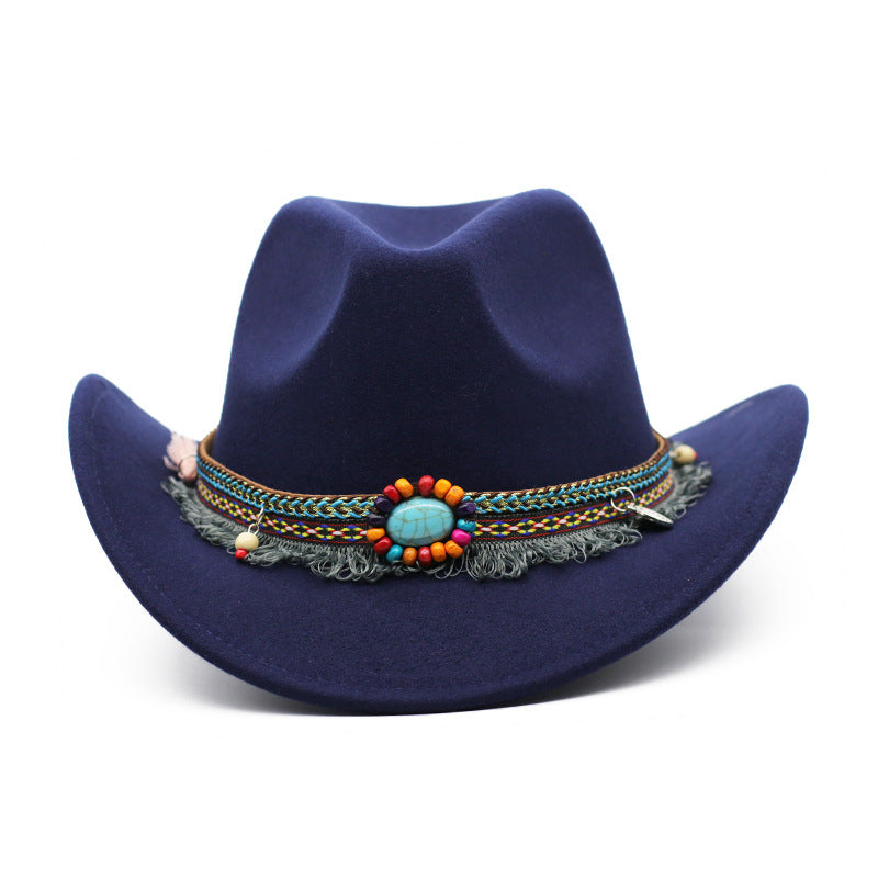 Sombreros de fieltro rizado para vaqueros, accesorios para montar para hombres y mujeres