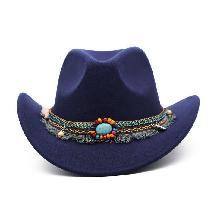 Sombreros de fieltro rizado para vaqueros, accesorios para montar para hombres y mujeres