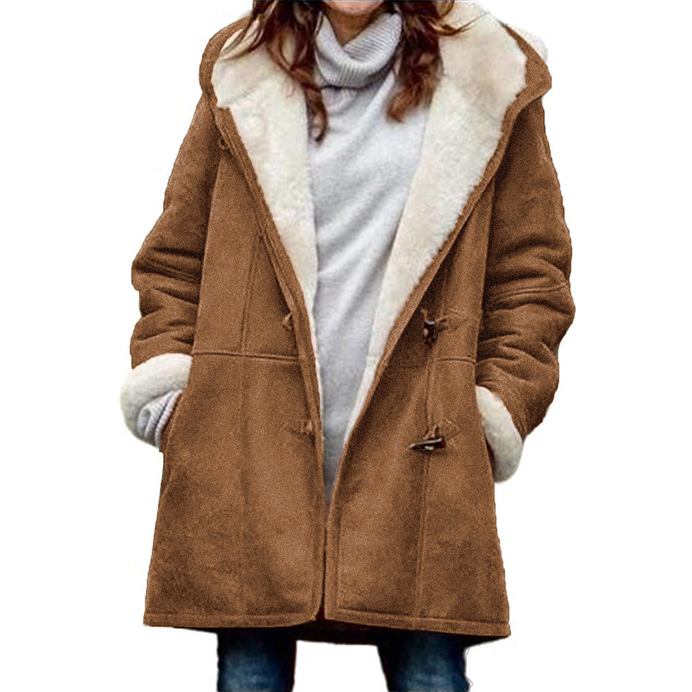Women's Cozy Hooded Winter Jacket For Cold Weather Comfort Brown
