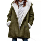 Women's Cozy Hooded Winter Jacket For Cold Weather Comfort Dark green