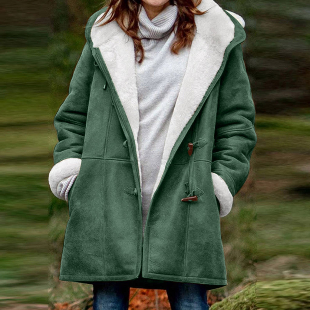 Women's Cozy Hooded Winter Jacket For Cold Weather Comfort Green