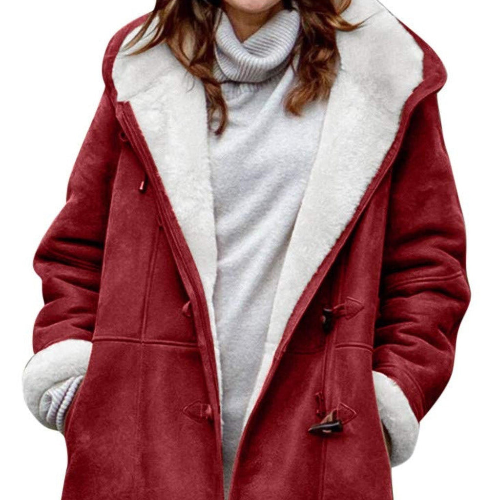 Women's Cozy Hooded Winter Jacket For Cold Weather Comfort Red