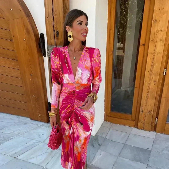 Women's Maxi Wrap Dress for Wedding Guests - Evening Elegance