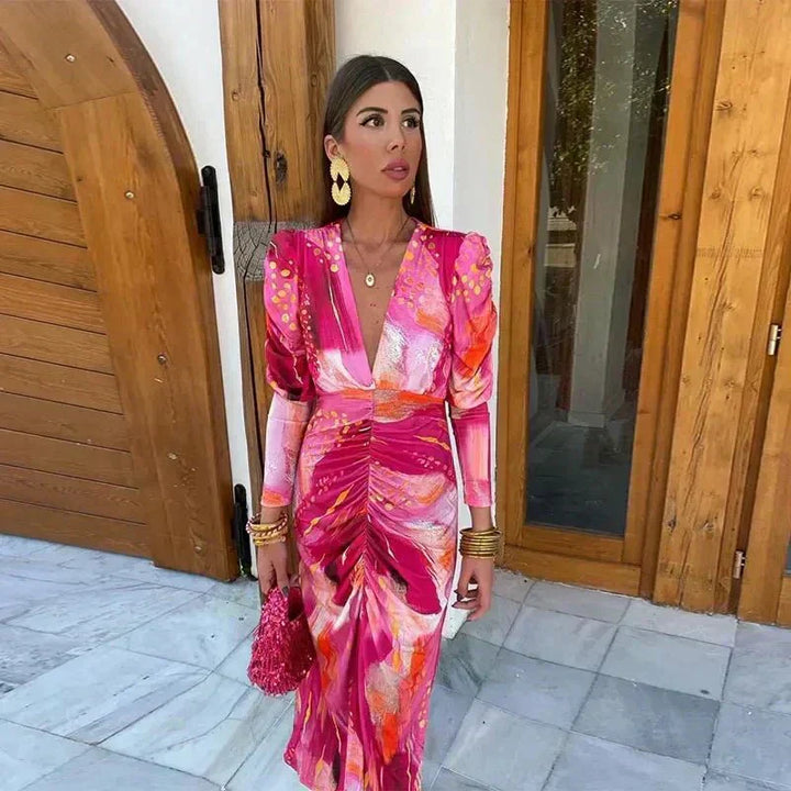 Women's Maxi Wrap Dress for Wedding Guests - Evening Elegance