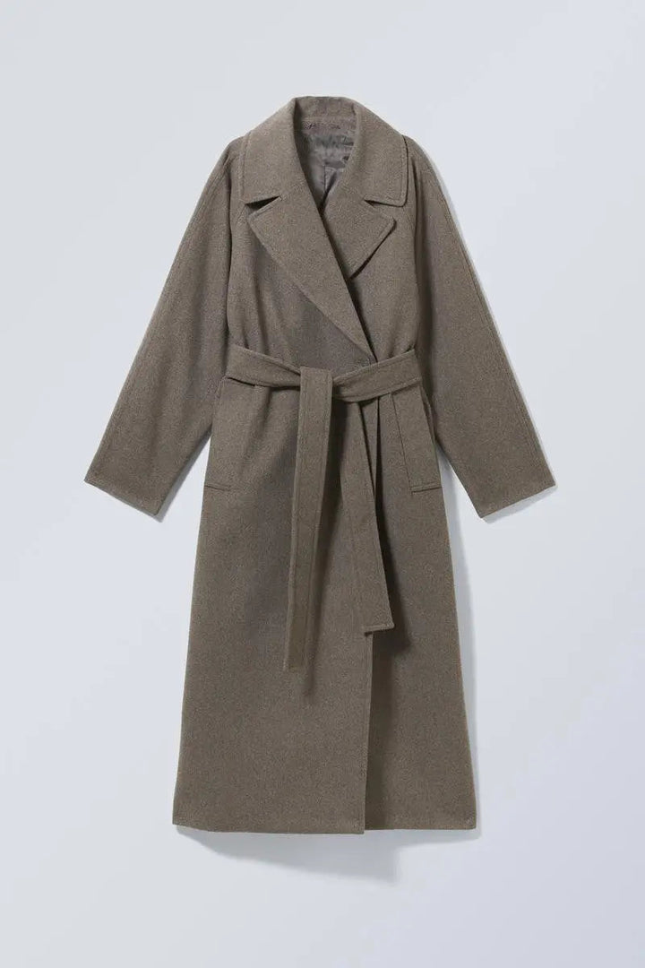 Manteau croisé en laine pour femme avec revers crantés