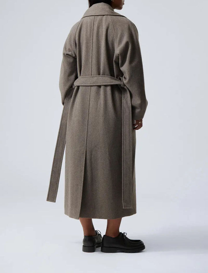 Manteau croisé en laine pour femme avec revers crantés