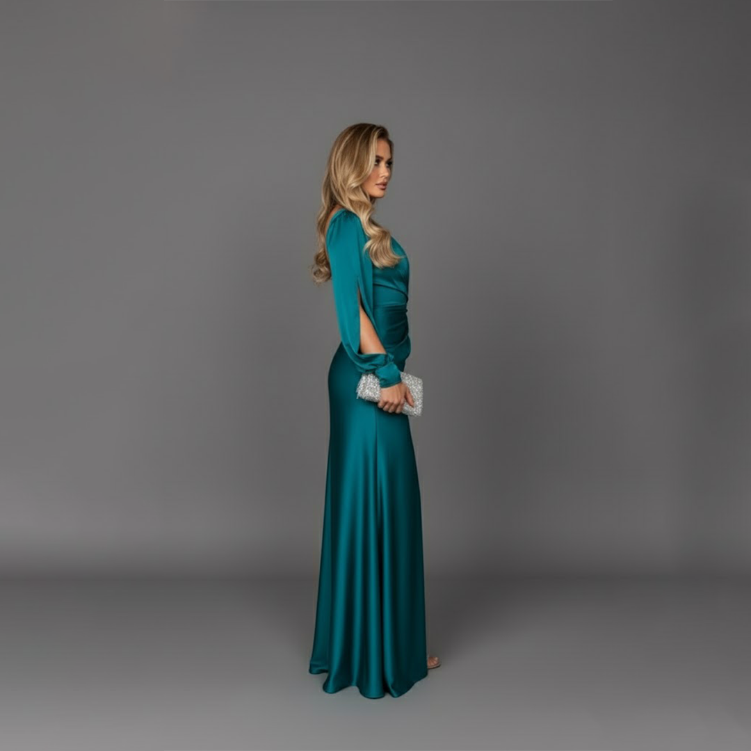 Emily | Damen Maxikleid mit hohem Schlitz und asymmetrischem One-Shoulder-Abendkleid
