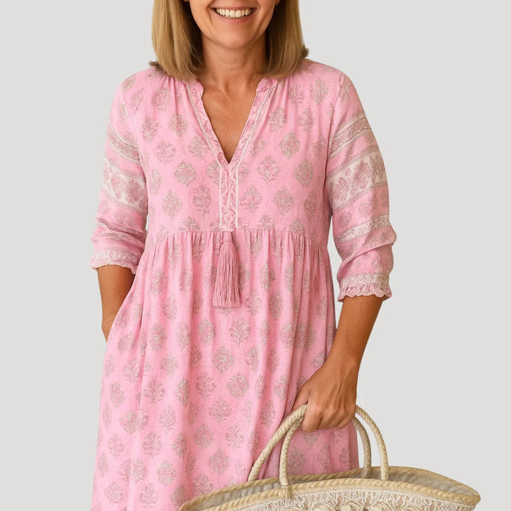 Evie | Women's Flowy V Neck Bohemian Midi Dress