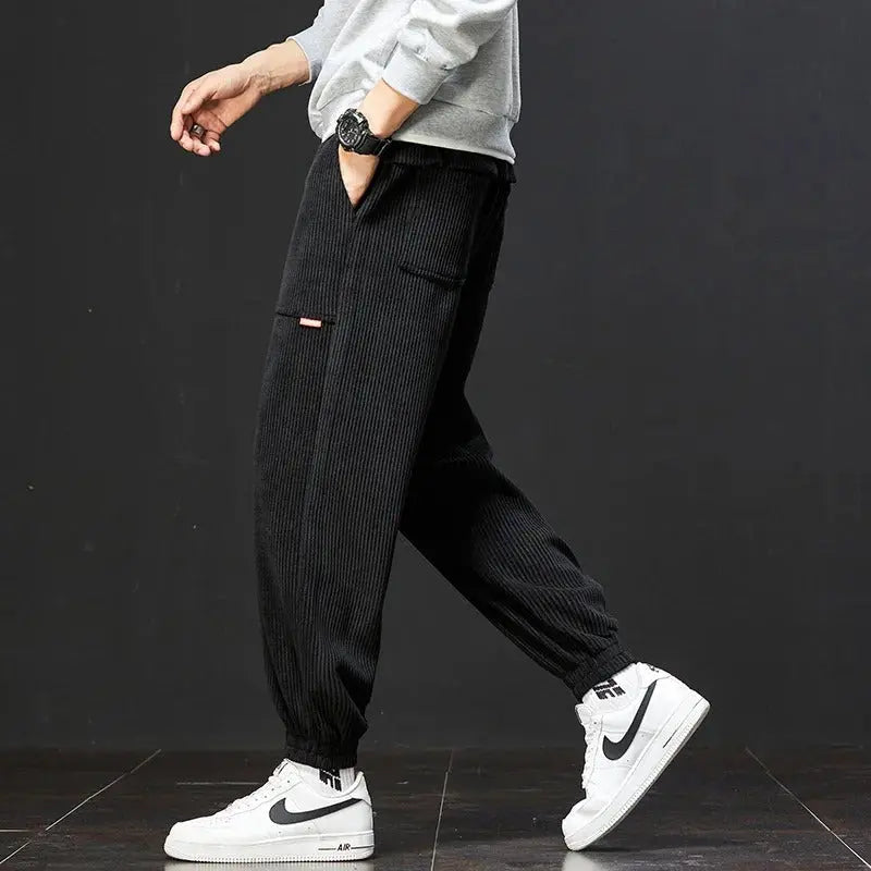 Cozy Canyon Corduroy Sweatpants for Ultimate Comfort Black