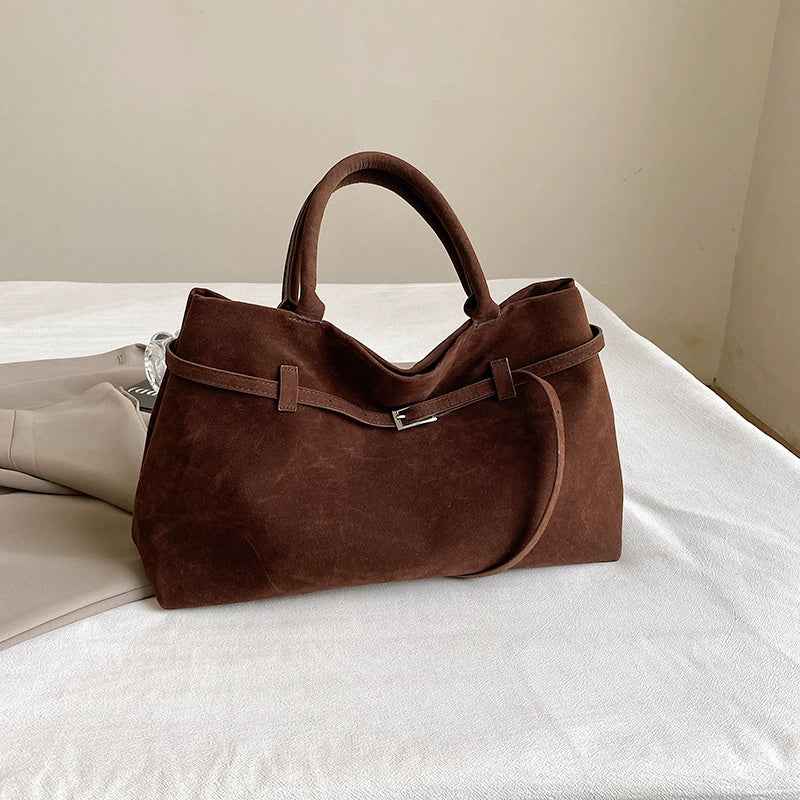 Versatile Suede Tote Bag for Everyday Use and Travel Coffee