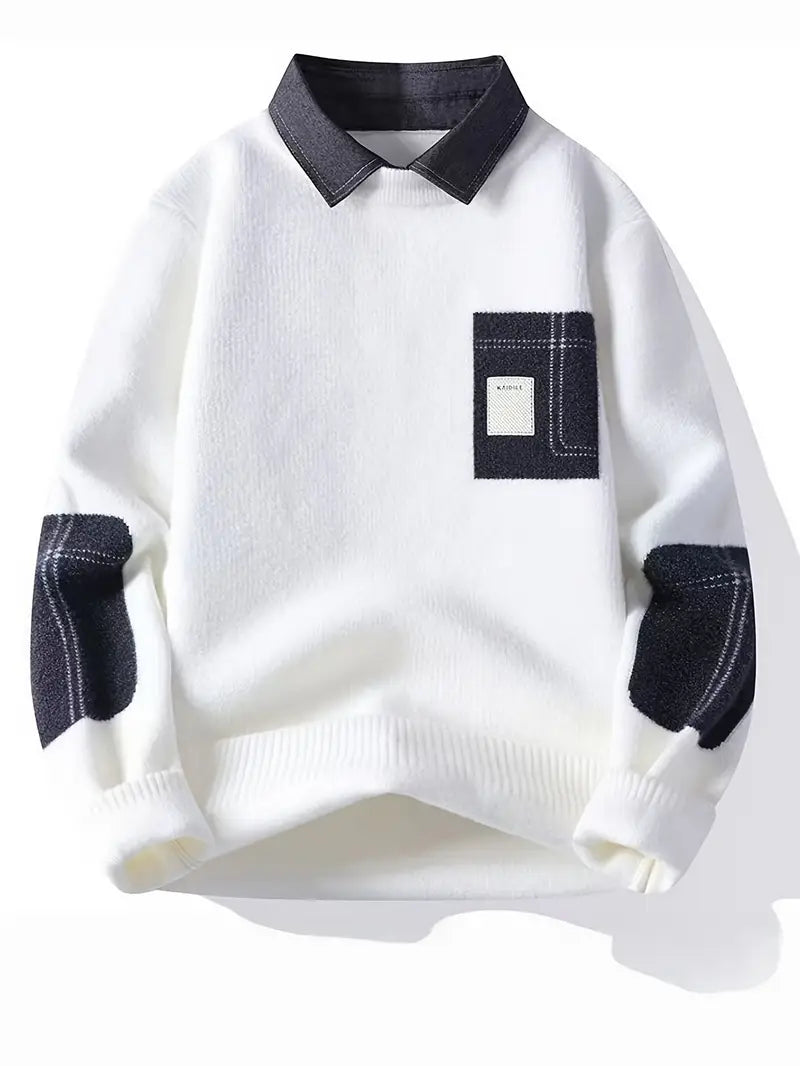 Men's Denim Knit Top White