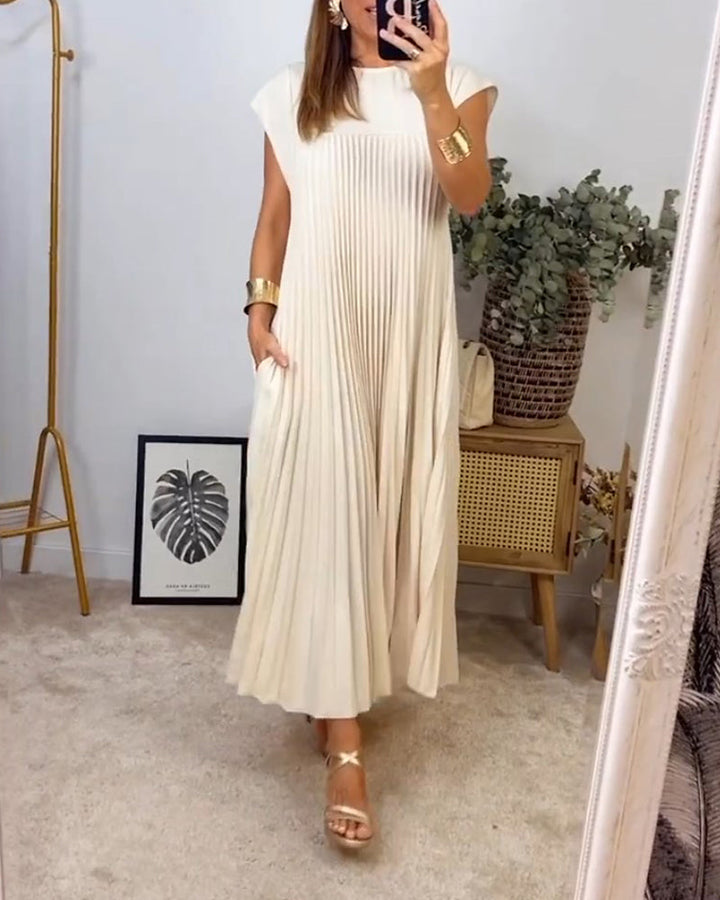 Women's Flowy Pleated Maxi Dress for Cocktail Events
