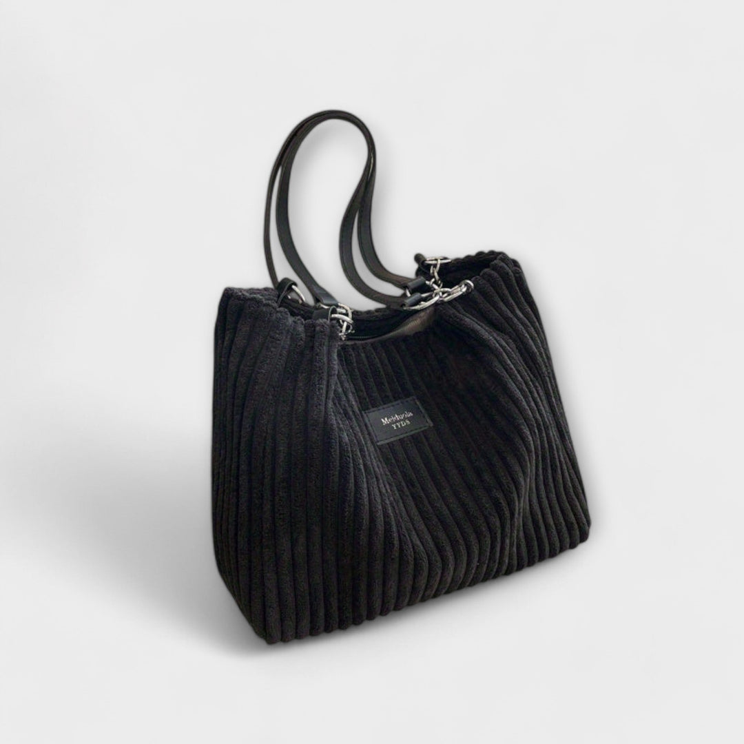 Olívia | Women's Soft Corduroy Shoulder Bag Black