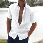 Men's Lightweight Short Sleeve Linen Shirt White