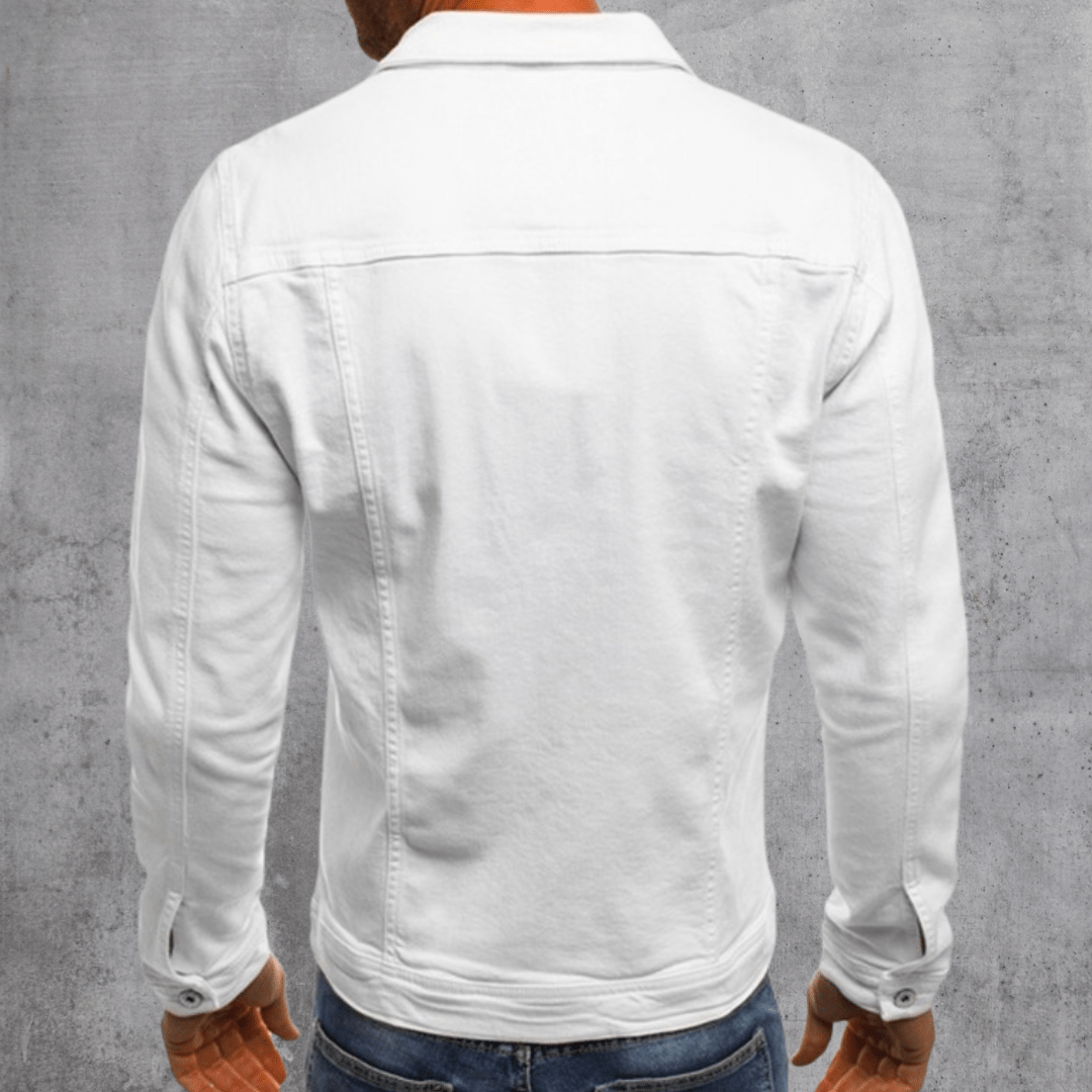 Men's Cotton Trucker Jacket Button-Up Denim Style Green – Casual Wear