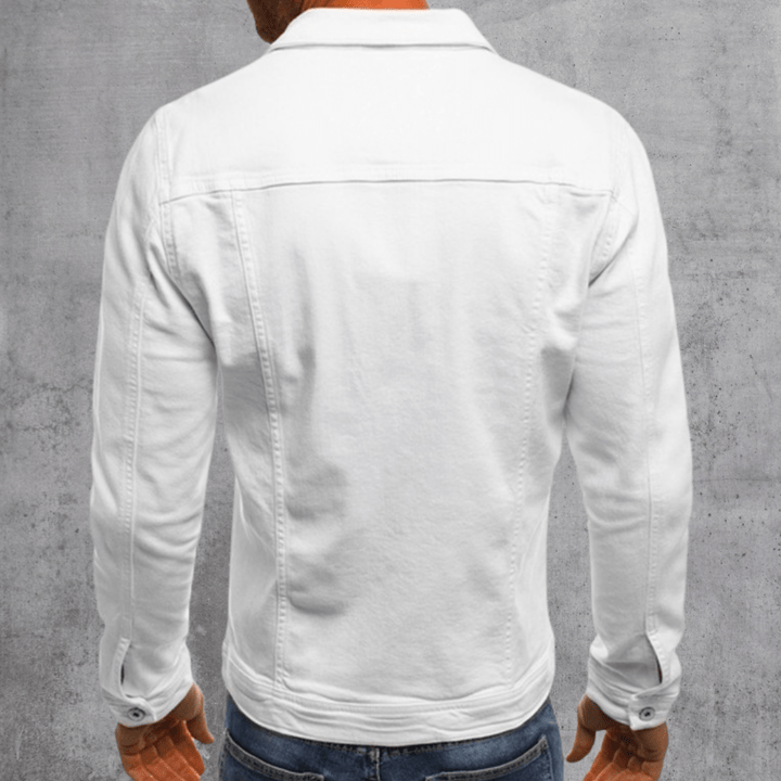 Men's Cotton Trucker Jacket Button-Up Denim Style Green – Casual Wear
