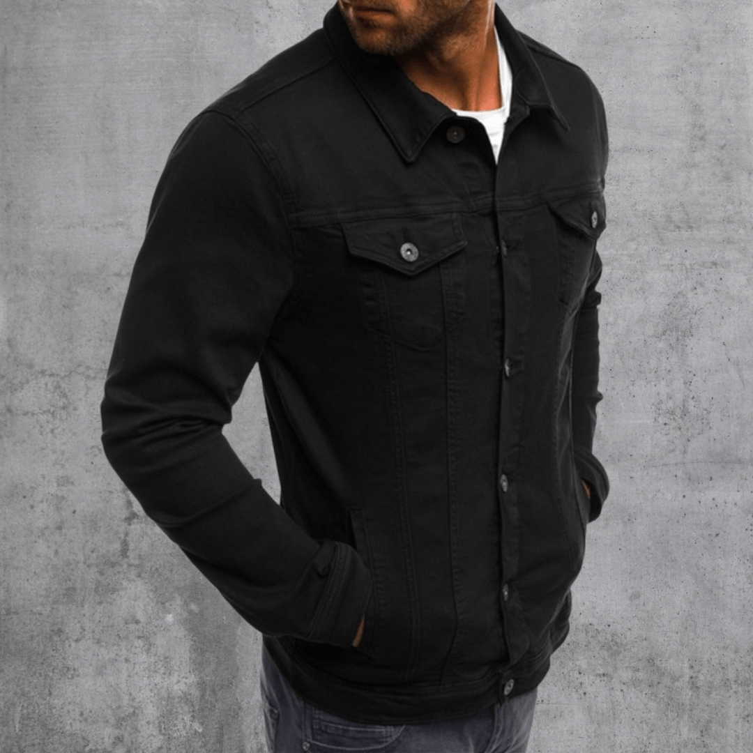Men's Cotton Trucker Jacket Button-Up Denim Style Green – Casual Wear