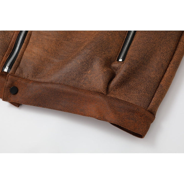 Men's Brown Faux Suede Sherpa Fleece Winter Jacket - Casual Zip-Up