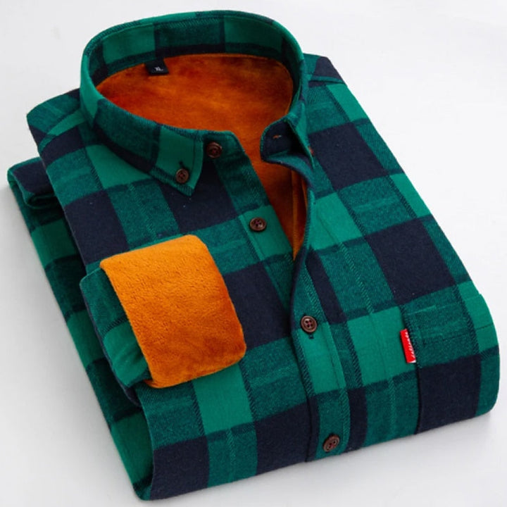 Men's Green Plaid Flannel Overshirt Long Sleeve Jacket – Casual Gift