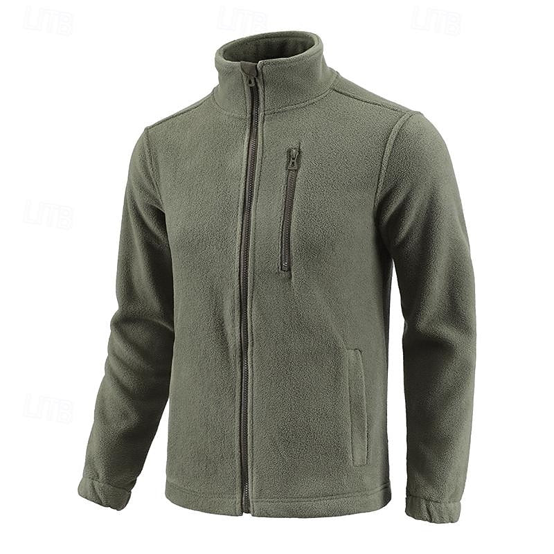 Men's Stand-Collar Full-Zip Fleece Jacket – Casual Outdoor Wear Green