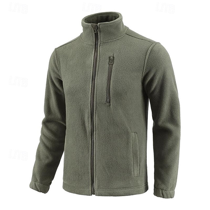 Men's Stand-Collar Full-Zip Fleece Jacket – Casual Outdoor Wear Green