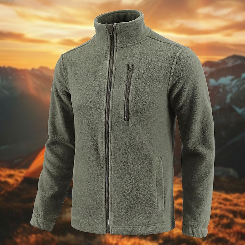 Men's Stand-Collar Full-Zip Fleece Jacket – Casual Outdoor Wear