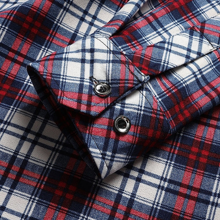 Men's Fleece-Lined Plaid Flannel Long Sleeve Button-Up Shirt