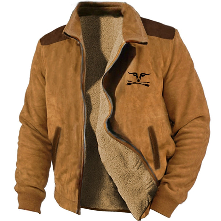 Men's Fleece-Lined Zip Jacket Brown Sherpa Coat for Winter Outdoor Use Brown