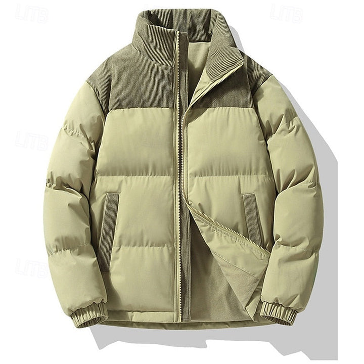 Men's Insulated Stand-Collar Puffer Jacket - Casual Winter Coat Green
