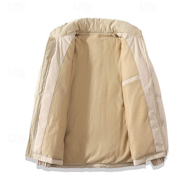 Men's Insulated Stand-Collar Puffer Jacket - Casual Winter Coat