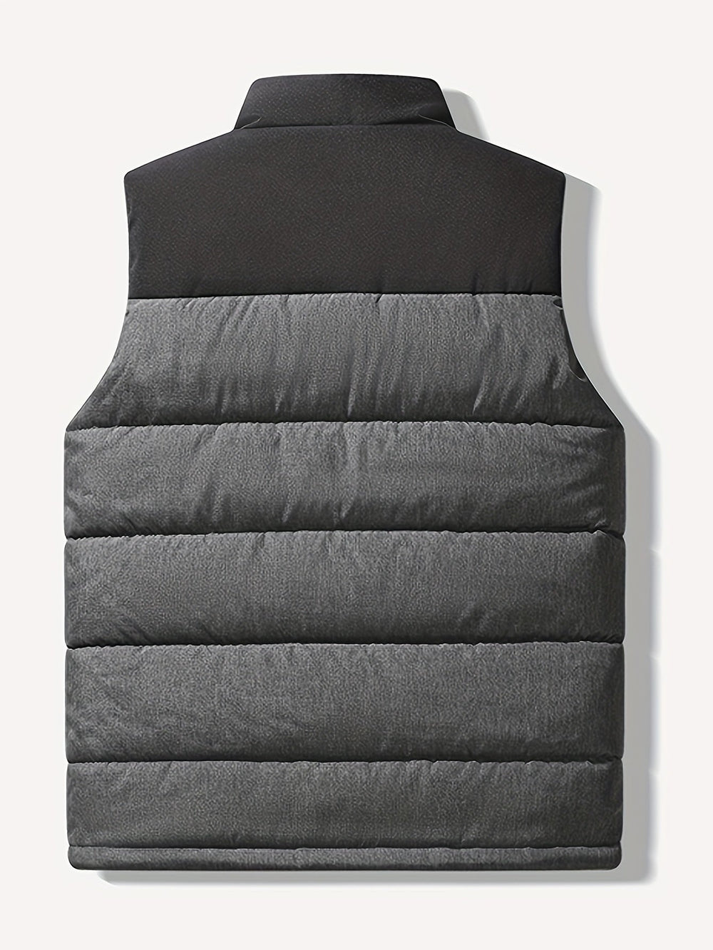 Men's Insulated Stand-Collar Gray Puffer Vest – Casual Winter Layering