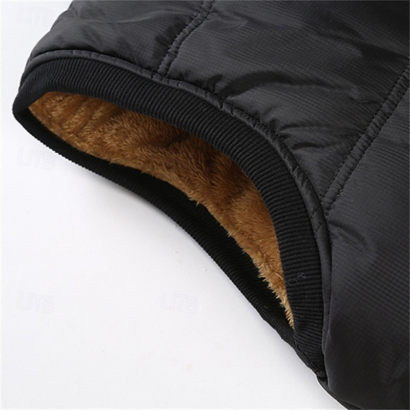 Men's Black Sherpa-Lined Puffer Vest - Casual Winter Body Warmer