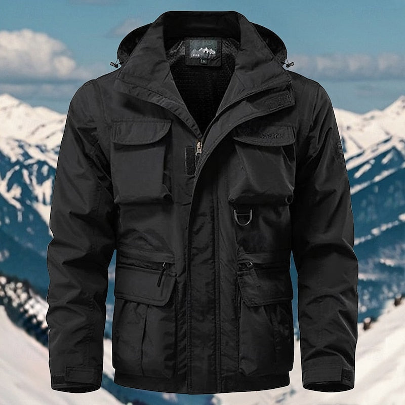 Men's Tactical Hooded Jacket with Multi-Pockets for Outdoor Activities