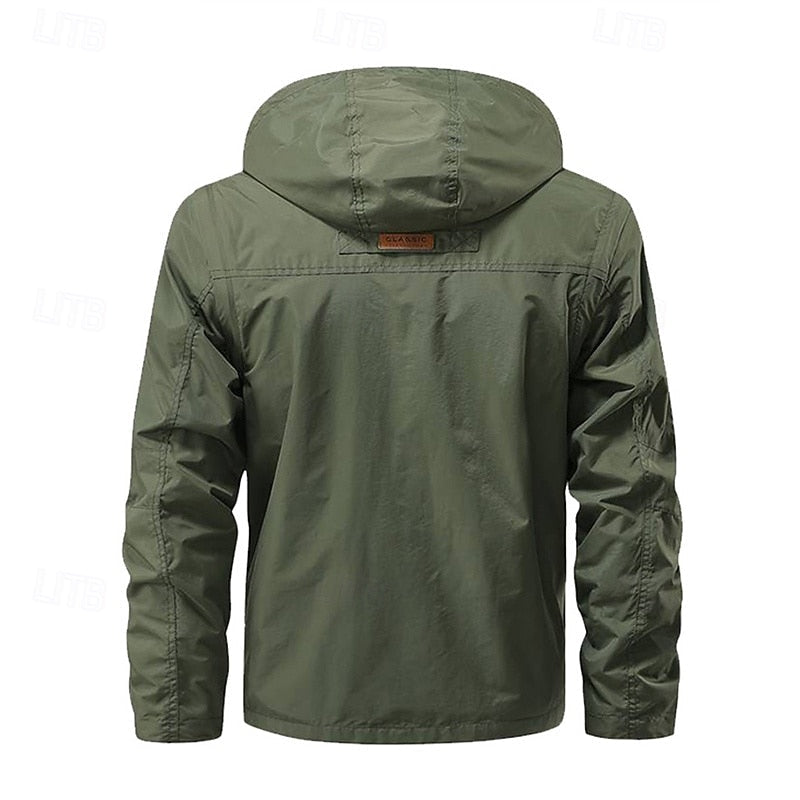 Men's Tactical Hooded Jacket with Multi-Pockets for Outdoor Activities