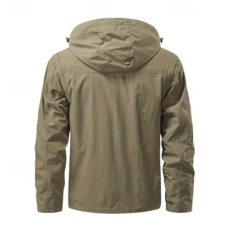 Men's Tactical Hooded Jacket with Multi-Pockets for Outdoor Activities