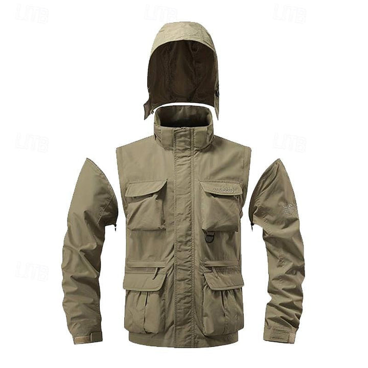 Men's Tactical Hooded Jacket with Multi-Pockets for Outdoor Activities