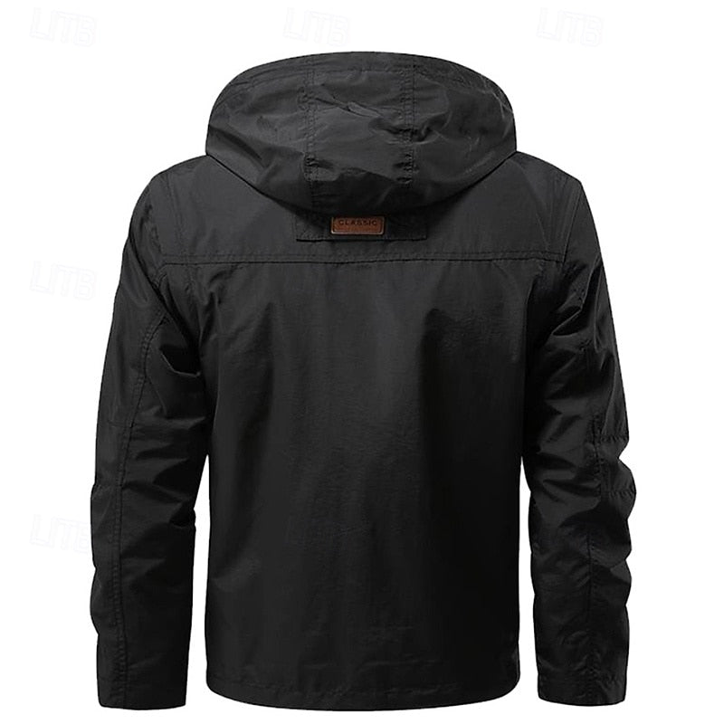 Men's Tactical Hooded Jacket with Multi-Pockets for Outdoor Activities