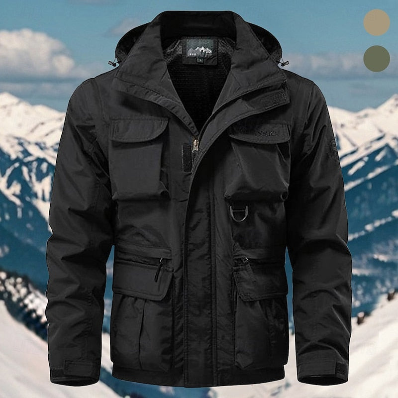 Men's Tactical Hooded Jacket with Multi-Pockets for Outdoor Activities