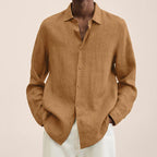 Breathable Linen Shirt For Men Lightweight Casual Style Ginger